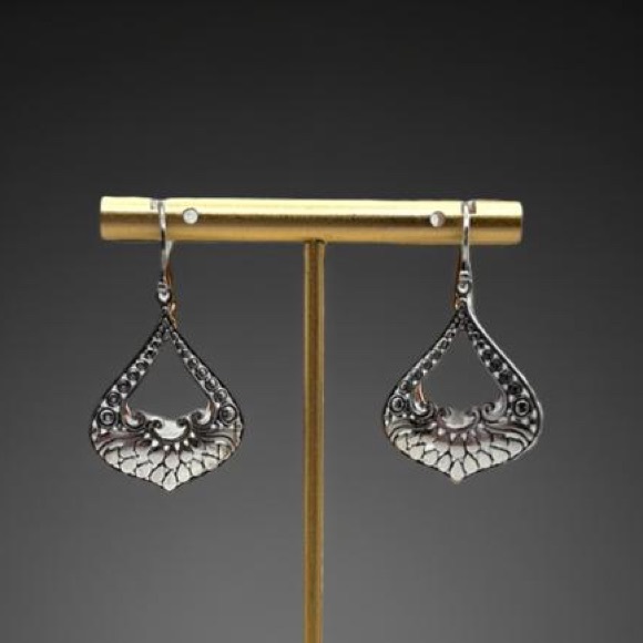 Vintage ATI Indonesia Bali 925 Sterling Silver Filigree Scroll Dangle Earrings - Picture 10 of 10